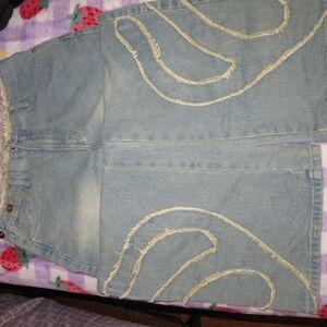 PrettyLittleThing Light Blue Frayed Wide Leg Jeans